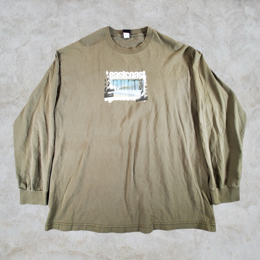 Vintage Aaron Chang Shirt Mens XL Olive‎ Green Skate Eastcoast Surf Beach LS 90s